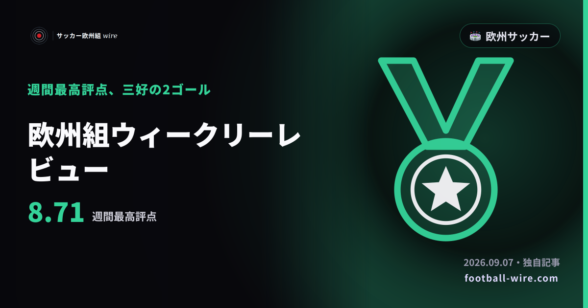 欧州組ウィークリーレビュー|8月31日-9月6日 三好康児がDynamo Dresdenに2ゴール・評点8.71